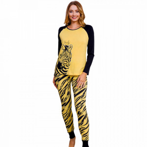 Pijamale Dama Vienetta Dream Model 'Beauty Zebra' Yellow