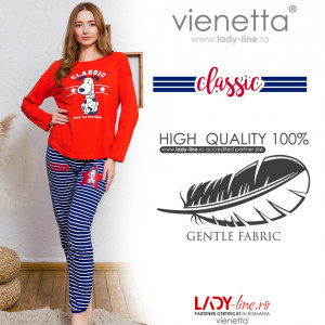 Pijamale Dama Vienetta Model 'Classic Happiness' Red
