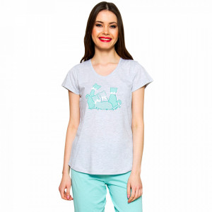 Pijamale Dama Vienetta 'Sweet Princess Cats' Green