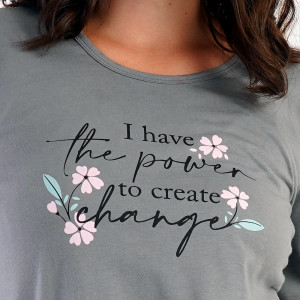 Pijamale din Bumbac 100% Marimi Mari Vienetta, Model 'Power to Change' Gray