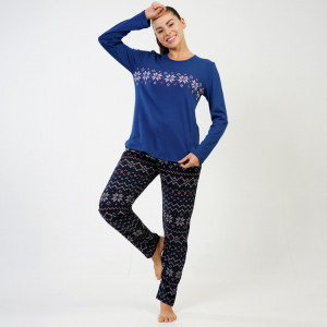 Pijamale din Bumbac Interlock, Brand Vienetta, Model 'Winter Ornaments'