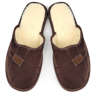 Plush Wool-Lined Slippers, 'Soft & Strong' Model Classic Brown