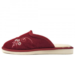 Papuci de Casa din Postav Imblaniti cu Lana de Oaie 'Ruby Rose' Burgundy