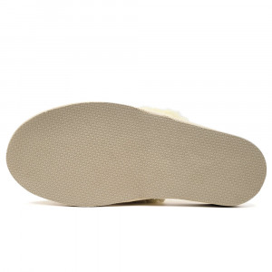 Papuci de Casa Îmblăniți cu Lână de Oaie Model 'Pearls' Cream