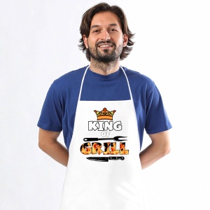Șorț de Bucătărie Personalizat Model 'King of Grill!' | Mărime Universală, Regele Grătarului