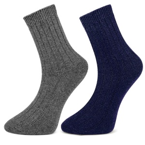 Șosete Călduroase din Mix de Lână Set 2 Perechi Model 'Minimalist Line' Blue Grey | Confort Maxim