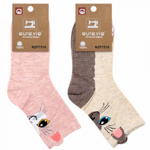 Sosete Fara Cusatura Set 2 Perechi Model 'Life is Better with Cat' Pink & Cream