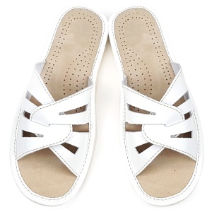 Summer Slippers in White Leather Model 'Atilius'