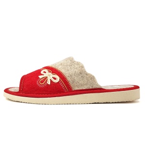 Papuci de Casă din Postav Model Summer Vogue Red. Prezentare papuci de casă din lateral.