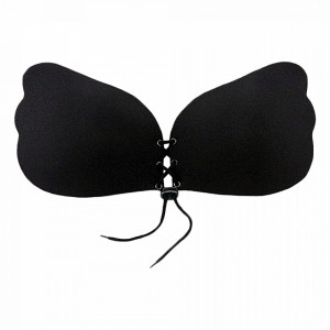 Sutien Push-Up cu Snur si Silicon Adeziv, Lalabra, Culoare Negru