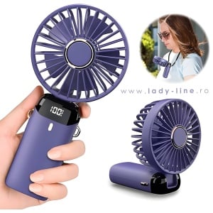 Confort hands-free: ventilatorul purtat în jurul gâtului oferă o briză directă spre față, lăsându-ți mâinile complet libere.