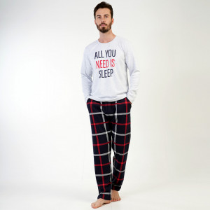 Vienetta Interlock Cotton Pajamas | MAN Men's 'All You Need is Sleep' Model