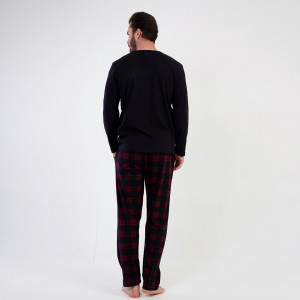 Pijamale din Bumbac Interlock Vienetta | MAN Barbati Model 'Weekend Mood' Black