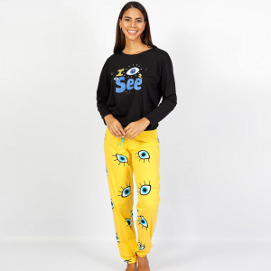 Pijamale Confortabile Dama Vienetta din Bumbac Model 'I See You Blue' 👁️‍🗨️