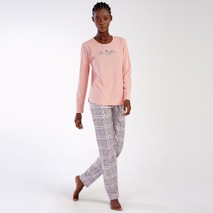 Women's 100% Cotton Pajamas Vienetta, Model 'Life is Better with Coffee' | Joy and Comfort