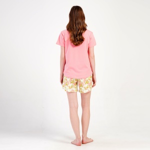 Pijama Damă din Bumbac 100% Vienetta, Model 'Love Wins' Pink - Prezentare pijama din spate.