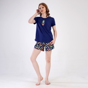 Women's 100% Cotton Pajamas Vienetta, Model 'Summer Time Fruit Love' | Style and Coolness