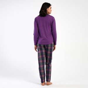 Pijamale Dama din Bumbac 100% Vienetta, Model 'EPerfect Day' - Prezentare pijama din spate.
