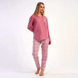 Pijama Damă din Bumbac Interlock 100% Vienetta, Model 'Sweets' - Prezentare piajama din lateral.