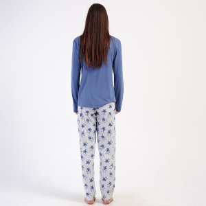 Pijamale Dama din Bumbac Vienetta Model 'Star Girl' | Stralucire și Eleganță. Prezentare din spate.