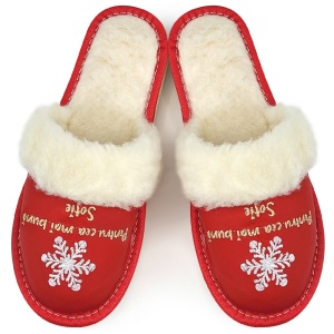 Women's Fur-lined Wool Slippers 'For the Best Wife'