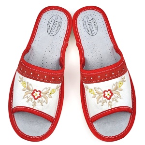 Women's Genuine Leather Slippers 'Mehar Red' | Tradition and Comfort