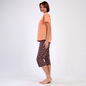 Pijama Damă Mărimi Mari din Bumbac 100% Vienetta, 'Soul Shine' - Prezentare pijama din lateral.