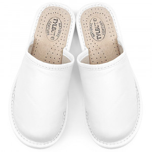 Women's Slippers, Leather Material, Cream Color, Model 'Select' White