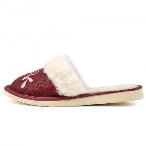 Papuci de Casa Dama Imblaniti cu Lana de Oaie Model 'FairyLand' Burgundy