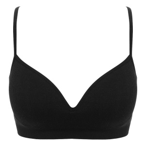 Bustieră cu Burete tip Sutien, Închidere în Spate - Ribbed Black In Motion, Negru