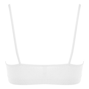 Vedere din spate: croială minimalistă Seamless și bretele delicate tip „spaghetti”.