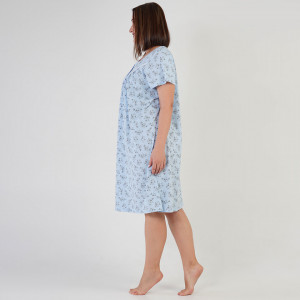 Camasa de Noapte Marimi Extra Mari din Bumbac Vienetta, Model 'Marlene' Blue