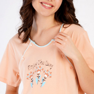 Camasa Gravide si Alaptat Bumbac 100% Vienetta Model 'Enjoy the Day' Peach