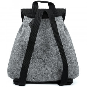 Rucsac din Postav cu Maner si Bretele Model 'Beauty of Poppies' Gray