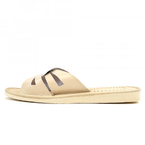 Papuci de Casa din Piele Comozi Model 'Glaucia' Creamy