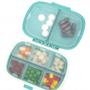 Organizator Medicamente Tip Valiza cu 8 Compartimente Model Traveling Turquoise