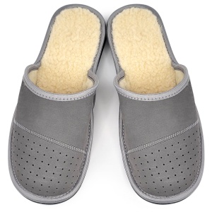 Men's Leather Slippers 'Gentleman's Classic' Gray | Comfort, Style and Elegance