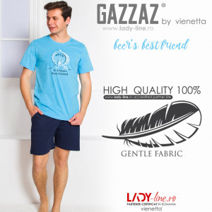 Pijamle Barbati Gazzaz by Vienetta, 'The Man's Best Friend', Culoare Albastru