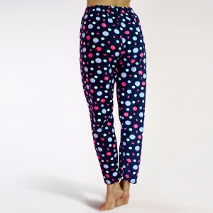 Pantaloni Damă Pijama din Polar Serena Model 'Fairy Tale Dots' | Confort si Bună Dispoziție. Prezentare pantaloni din spate.