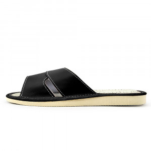 Papuci de Casa Dama Material Piele Culoare Roz Model 'Simple Black'
