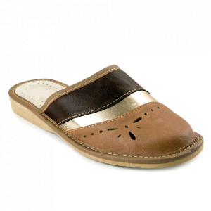 Papuci de Casa din Piele Model 'The Golden Age' Brand Nowo