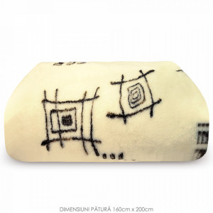 Patura din Lana Naturala de Oaie 100% Model 'Abstract Things' Marime 160 x 200, 1 Bucata