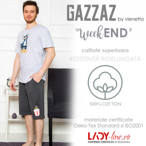 Pijama Barbati Gazzaz by Vienetta, 'WeekEND' Gray