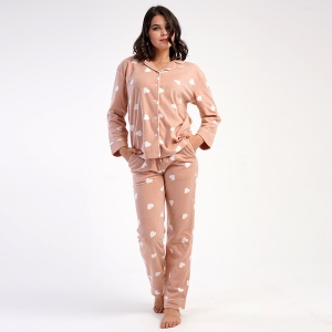 Pijama cu Nasturi din Flanel (Polar) Vienetta, Model 'Lover Girl' | Căldură și Răsfăț