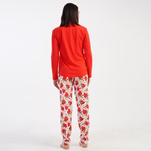 Pijama Damă din Bumbac 100% Vienetta, Model 'Do What You Love' - Prezentare pijama vedere din spate.