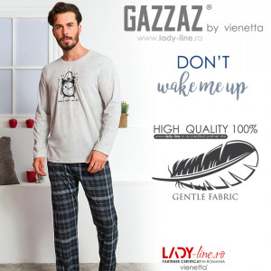 Pijamale Barbati Bumbac 100% Gazzaz by Vienetta 'Don't Wake Me Up' Gray