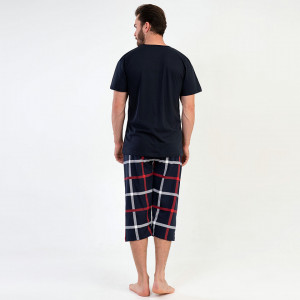 Pijamale Barbati cu Pantalon 3/4 Vienetta | MAN Model 'One Step Up Level One' Blue