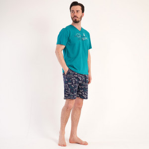 Pijamale Barbati Pantalon Scurt Vienetta | MAN Model 'No Rules' Green