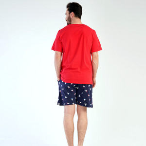 Pijamale Barbati Pantalon Scurt Vienetta | MAN Model 'Ocean Spirit' Red
