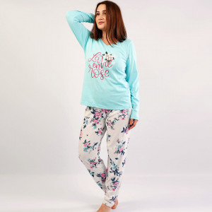 Pijamale Confortabile din Bumbac Marimi Mari Vienetta Model 'La Vie en Rose'